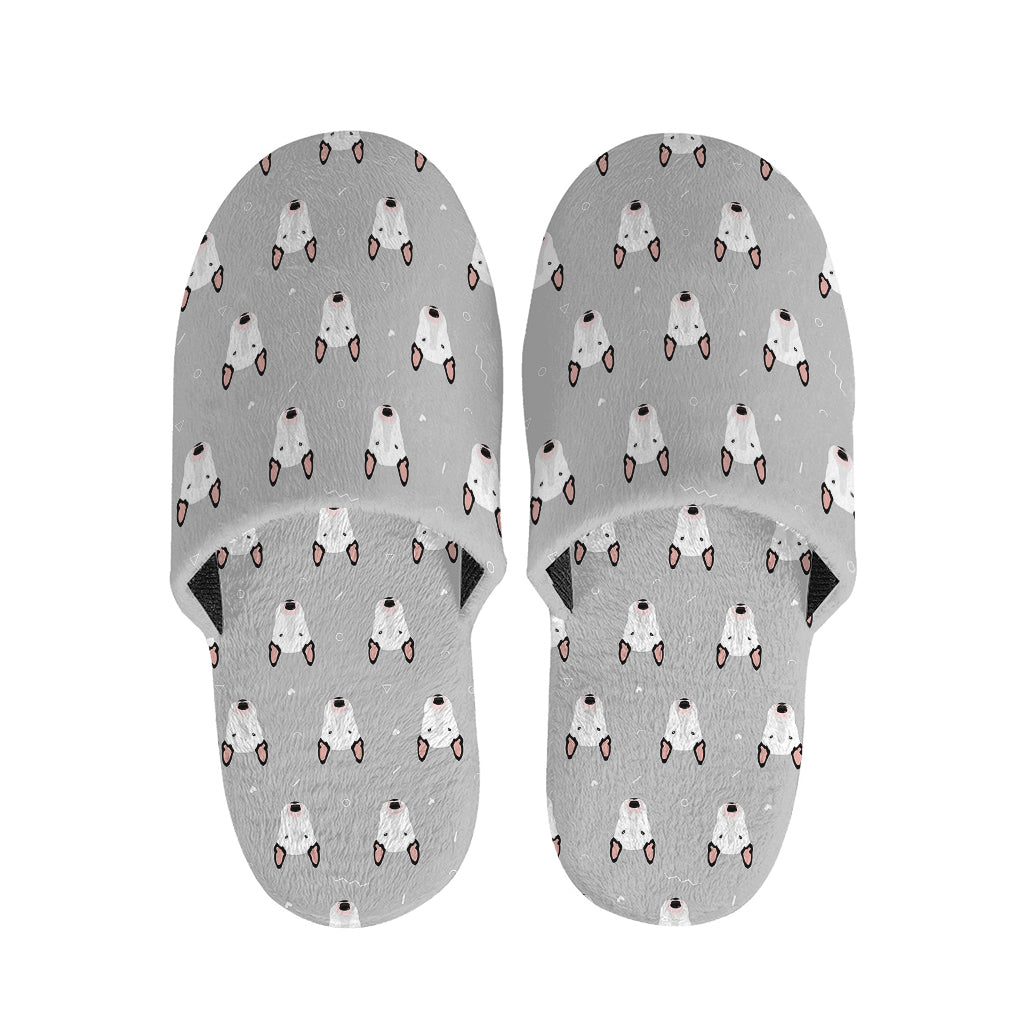Cute Bull Terrier Faces Pattern Print Slippers