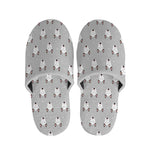 Cute Bull Terrier Faces Pattern Print Slippers