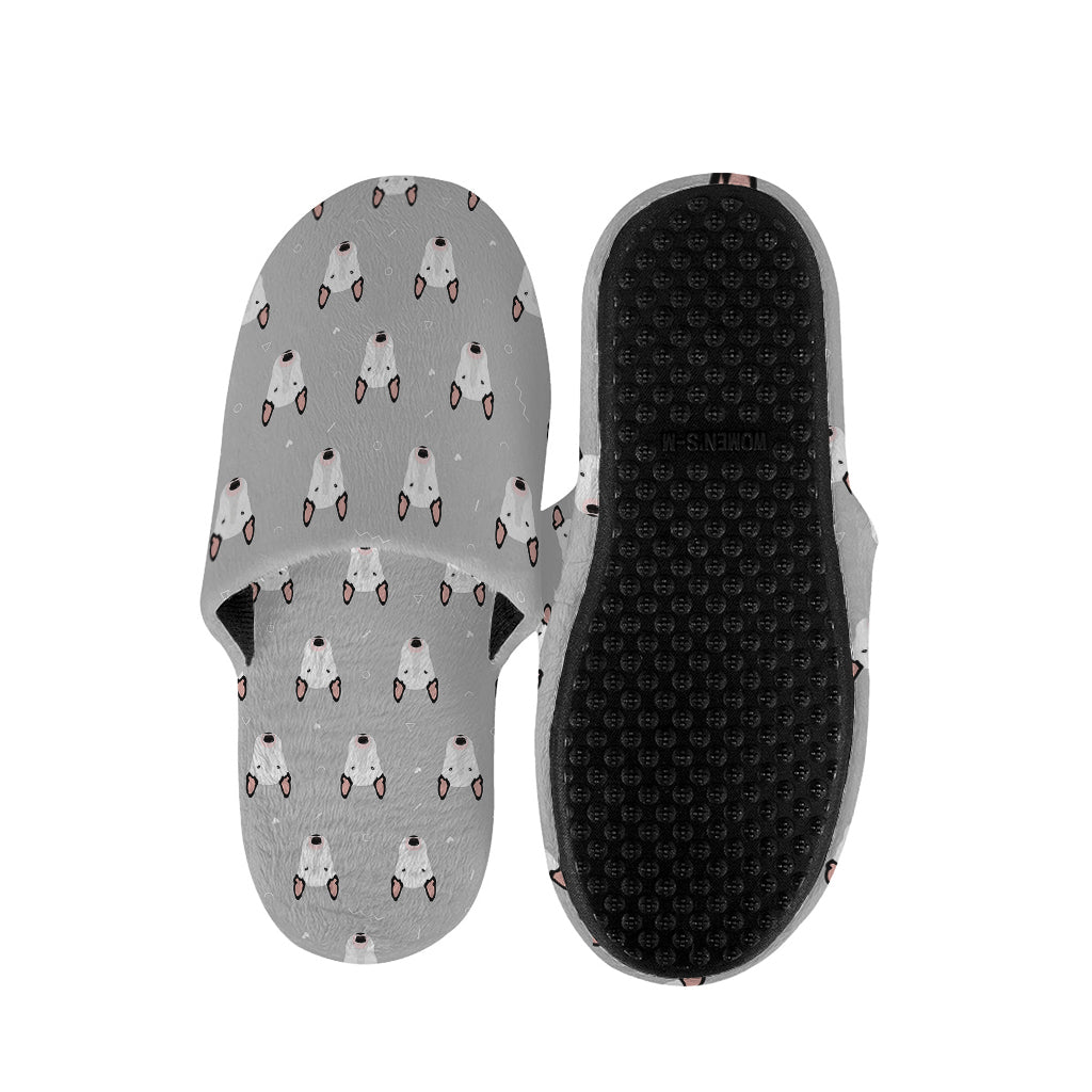 Cute Bull Terrier Faces Pattern Print Slippers