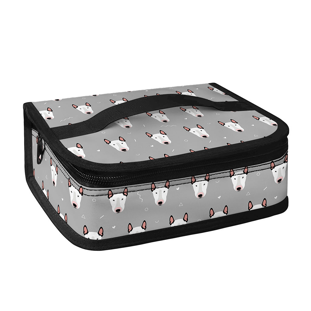 Cute Bull Terrier Faces Pattern Print Small Lunch Bag
