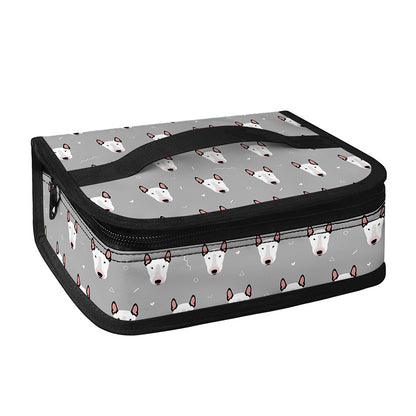Cute Bull Terrier Faces Pattern Print Small Lunch Bag
