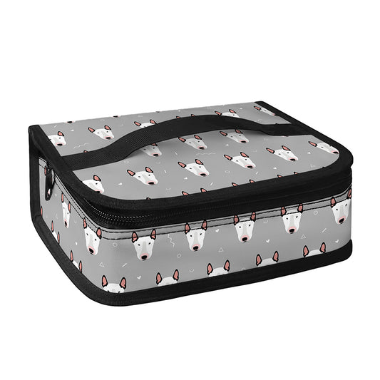 Cute Bull Terrier Faces Pattern Print Small Lunch Bag