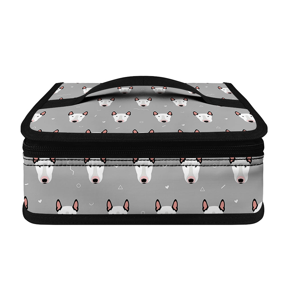 Cute Bull Terrier Faces Pattern Print Small Lunch Bag