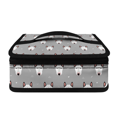 Cute Bull Terrier Faces Pattern Print Small Lunch Bag