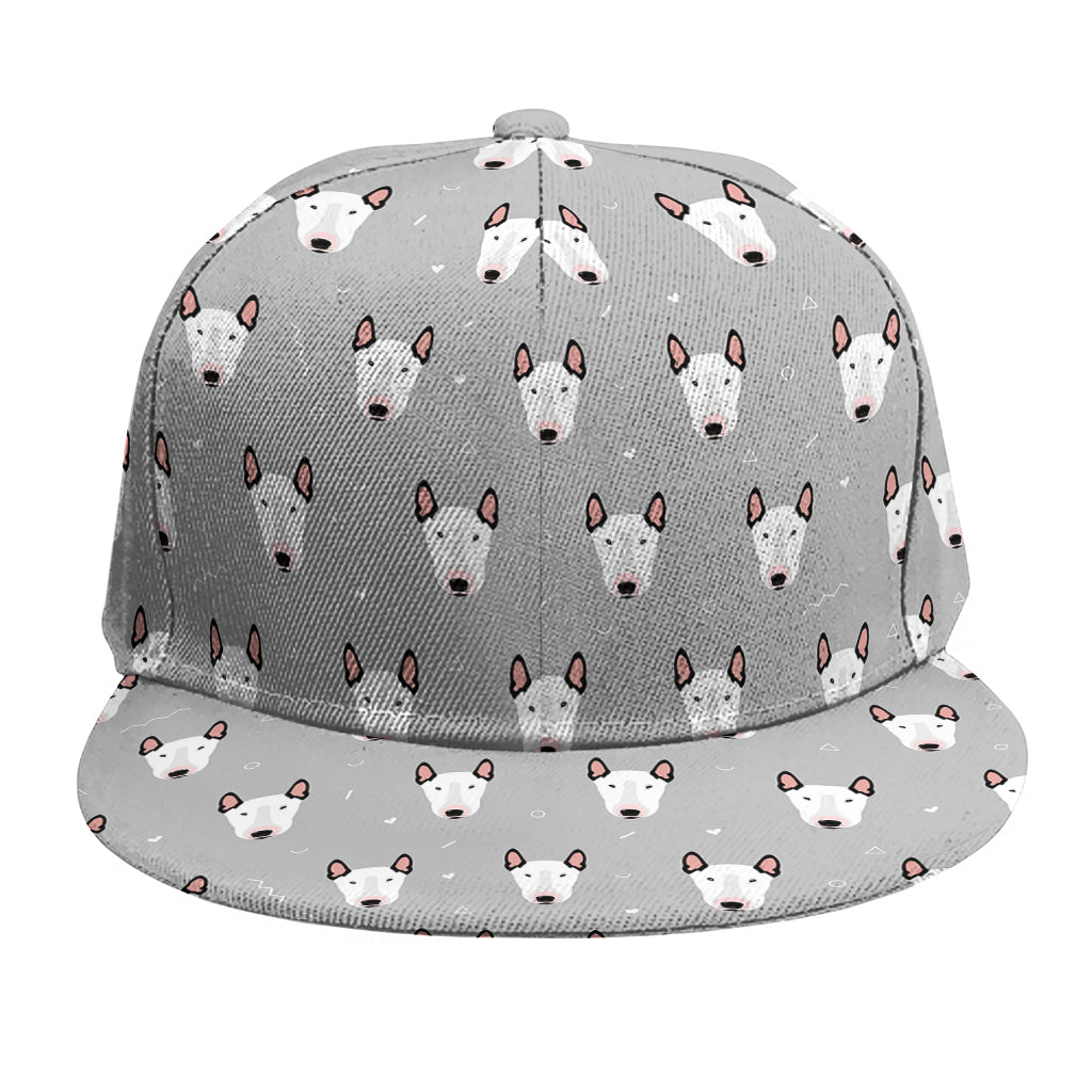 Cute Bull Terrier Faces Pattern Print Snapback Cap