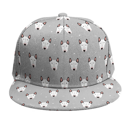 Cute Bull Terrier Faces Pattern Print Snapback Cap