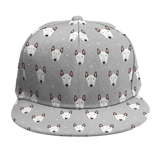 Cute Bull Terrier Faces Pattern Print Snapback Cap