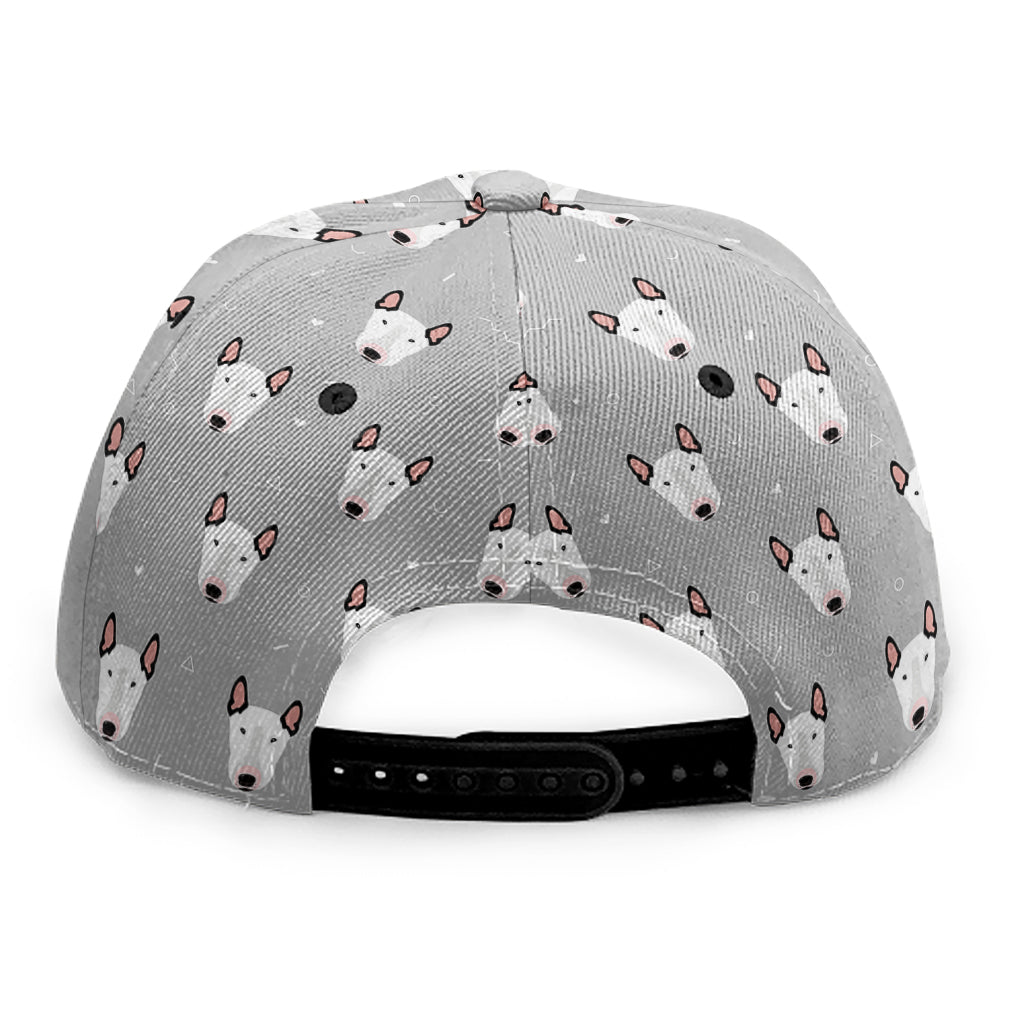 Cute Bull Terrier Faces Pattern Print Snapback Cap