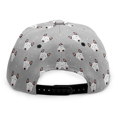 Cute Bull Terrier Faces Pattern Print Snapback Cap
