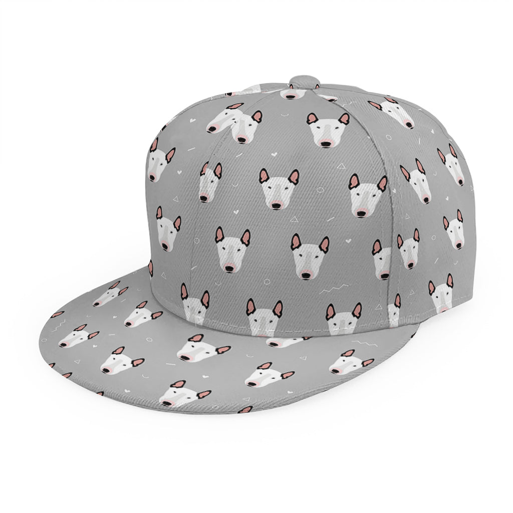 Cute Bull Terrier Faces Pattern Print Snapback Cap