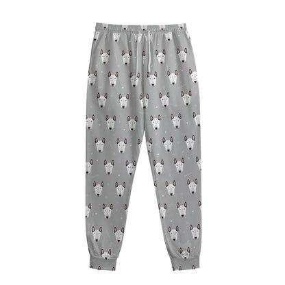 Cute Bull Terrier Faces Pattern Print Sweatpants