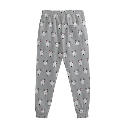 Cute Bull Terrier Faces Pattern Print Sweatpants