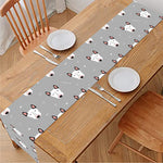Cute Bull Terrier Faces Pattern Print Table Runner