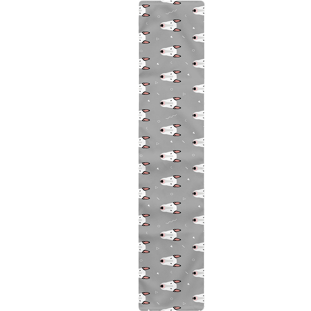 Cute Bull Terrier Faces Pattern Print Table Runner