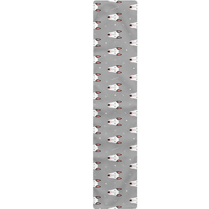 Cute Bull Terrier Faces Pattern Print Table Runner