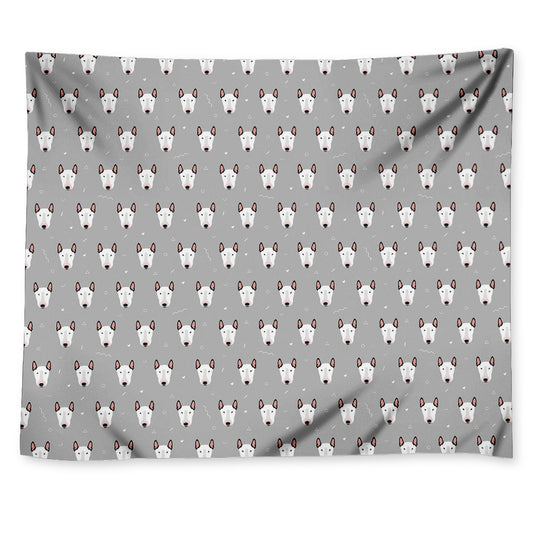 Cute Bull Terrier Faces Pattern Print Tapestry