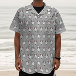 Cute Bull Terrier Faces Pattern Print Textured Short Sleeve Shirt