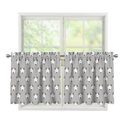 Cute Bull Terrier Faces Pattern Print Tier Curtains
