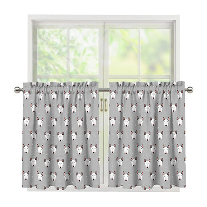 Cute Bull Terrier Faces Pattern Print Tier Curtains