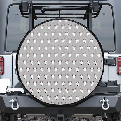Cute Bull Terrier Faces Pattern Print Tire Cover