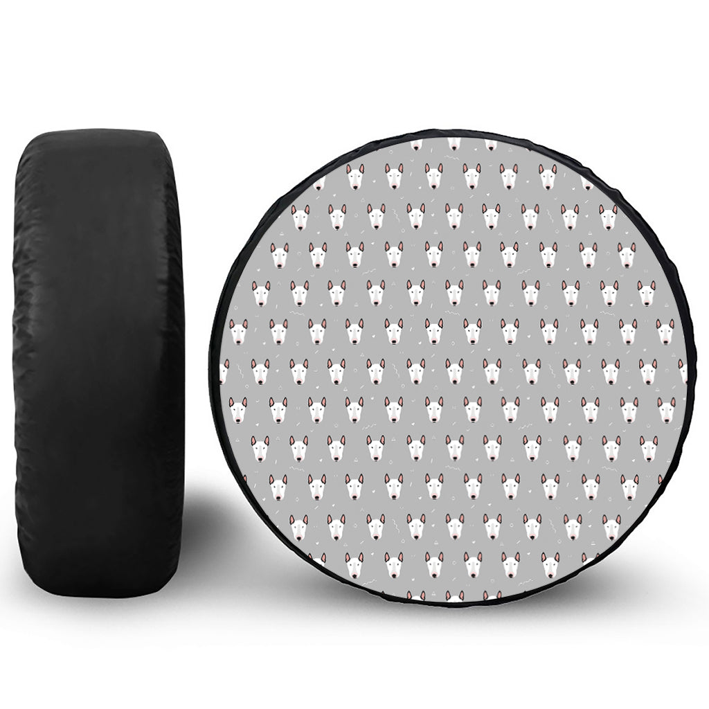 Cute Bull Terrier Faces Pattern Print Tire Cover