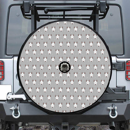 Cute Bull Terrier Faces Pattern Print Tire Cover With Camera Hole