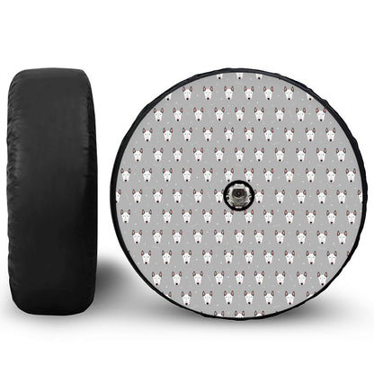Cute Bull Terrier Faces Pattern Print Tire Cover With Camera Hole