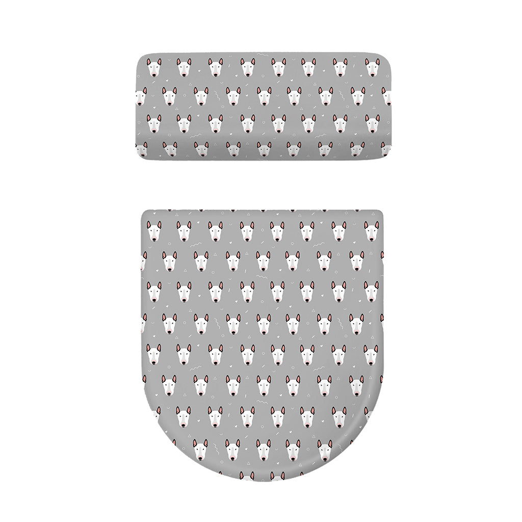 Cute Bull Terrier Faces Pattern Print Toilet Lid And Tank Cover Set