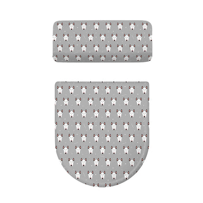 Cute Bull Terrier Faces Pattern Print Toilet Lid And Tank Cover Set