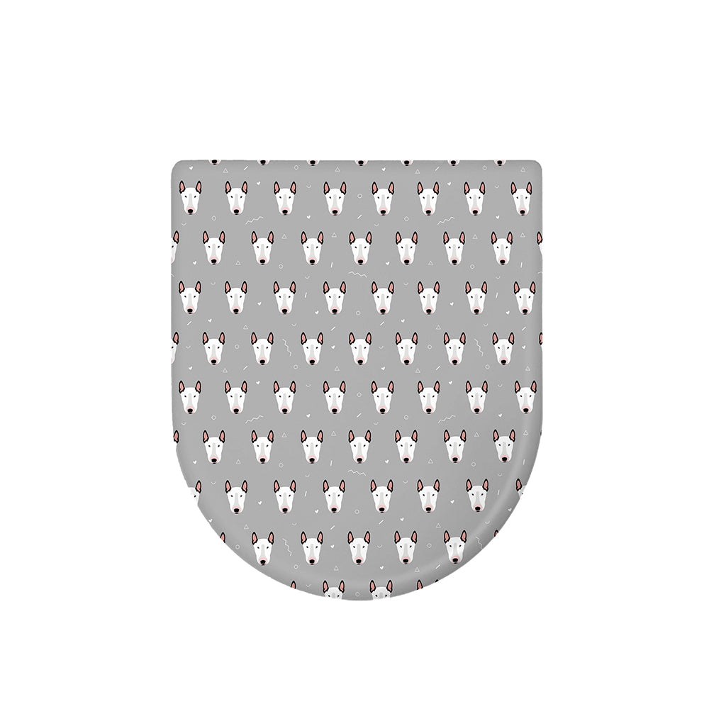 Cute Bull Terrier Faces Pattern Print Toilet Lid Cover