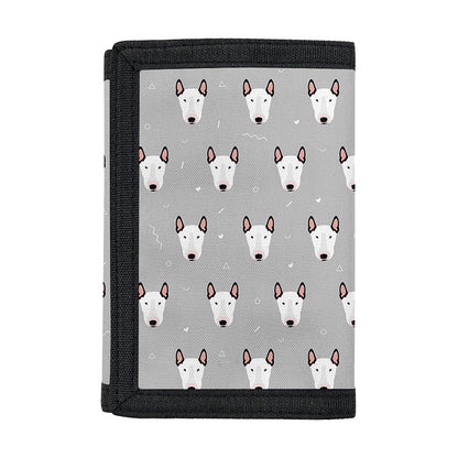 Cute Bull Terrier Faces Pattern Print Trifold Wallet