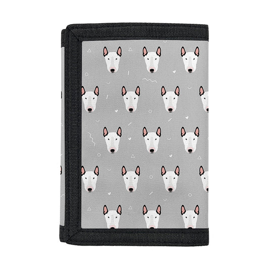 Cute Bull Terrier Faces Pattern Print Trifold Wallet