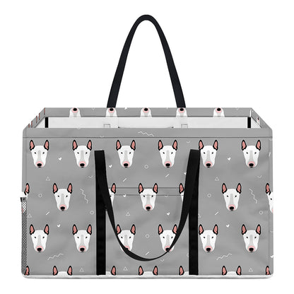 Cute Bull Terrier Faces Pattern Print Utility Tote Bag