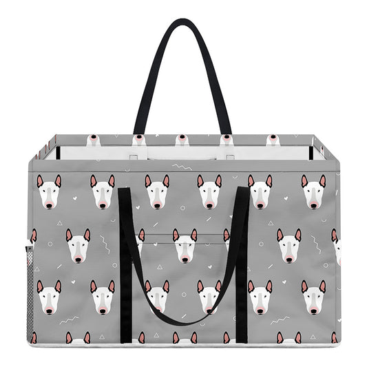 Cute Bull Terrier Faces Pattern Print Utility Tote Bag