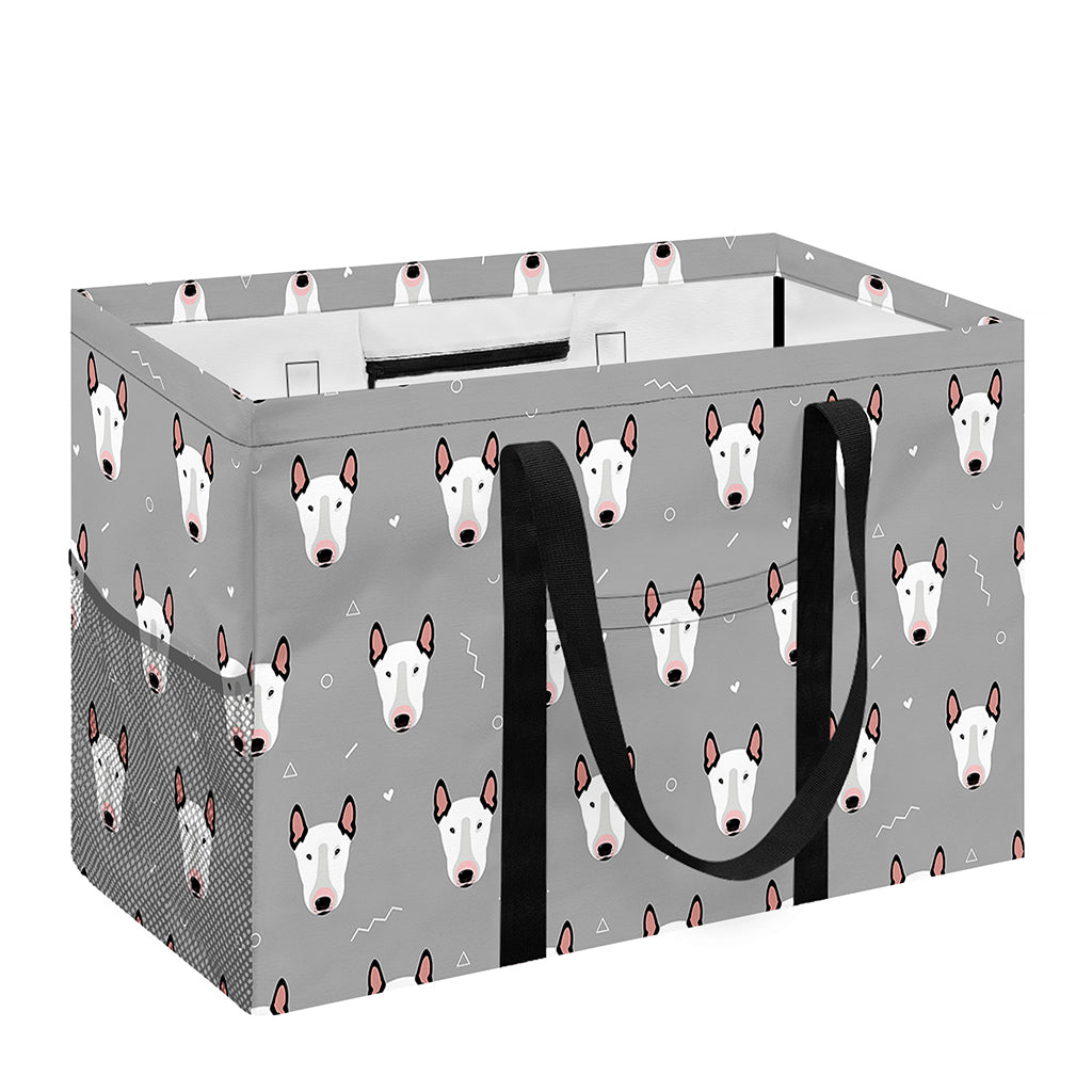 Cute Bull Terrier Faces Pattern Print Utility Tote Bag