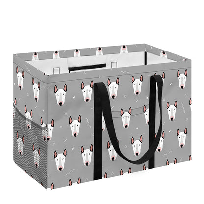 Cute Bull Terrier Faces Pattern Print Utility Tote Bag