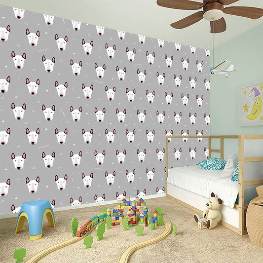 Cute Bull Terrier Faces Pattern Print Wall Sticker