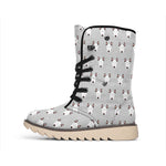 Cute Bull Terrier Faces Pattern Print Winter Boots