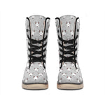 Cute Bull Terrier Faces Pattern Print Winter Boots