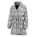 Cute Bull Terrier Faces Pattern Print Women's Bathrobe