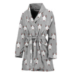 Cute Bull Terrier Faces Pattern Print Women's Bathrobe