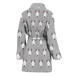 Cute Bull Terrier Faces Pattern Print Women's Bathrobe