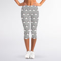 Cute Bull Terrier Faces Pattern Print Women's Capri Leggings