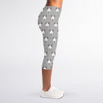 Cute Bull Terrier Faces Pattern Print Women's Capri Leggings