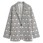 Cute Bull Terrier Faces Pattern Print Women's Cotton Blazer