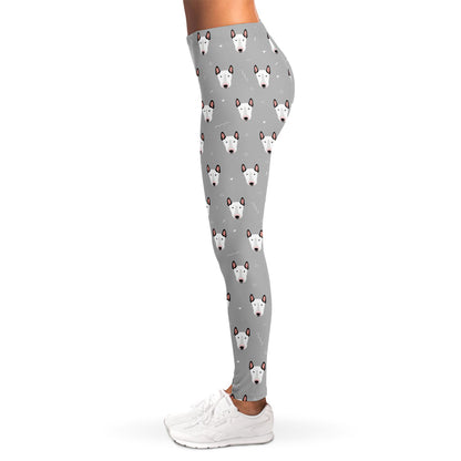 Cute Bull Terrier Faces Pattern Print Women's Leggings