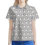 Cute Bull Terrier Faces Pattern Print Women's Polo Shirt
