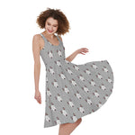 Cute Bull Terrier Faces Pattern Print Women's Sleeveless Dress