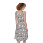 Cute Bull Terrier Faces Pattern Print Women's Sleeveless Dress