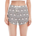 Cute Bull Terrier Faces Pattern Print Women's Split Running Shorts